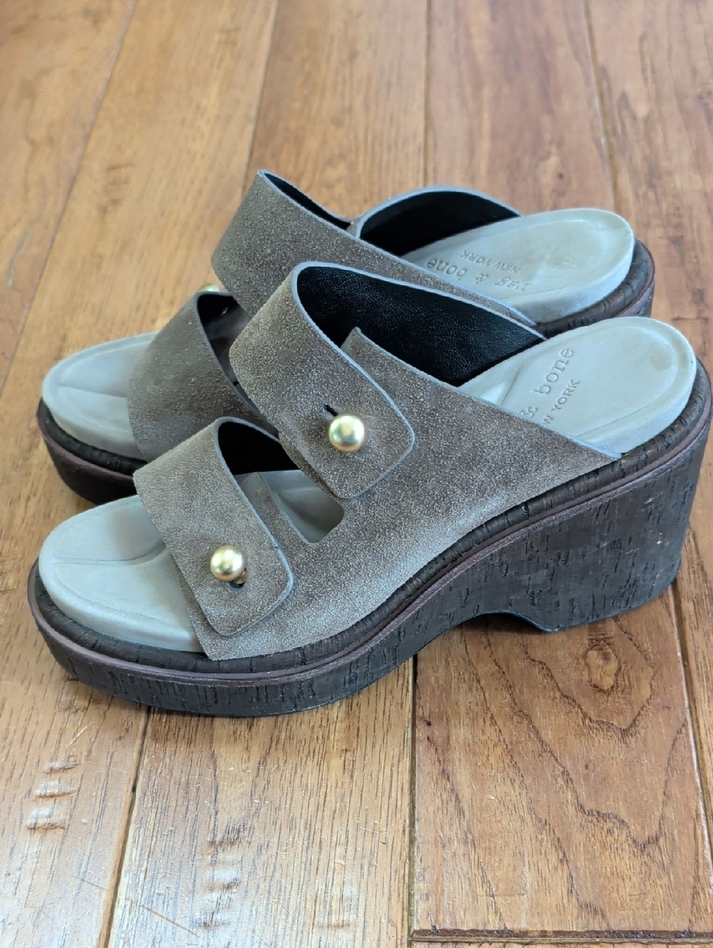 Rag & Bone Sommer Brown Suede Wedge Slide Sandals